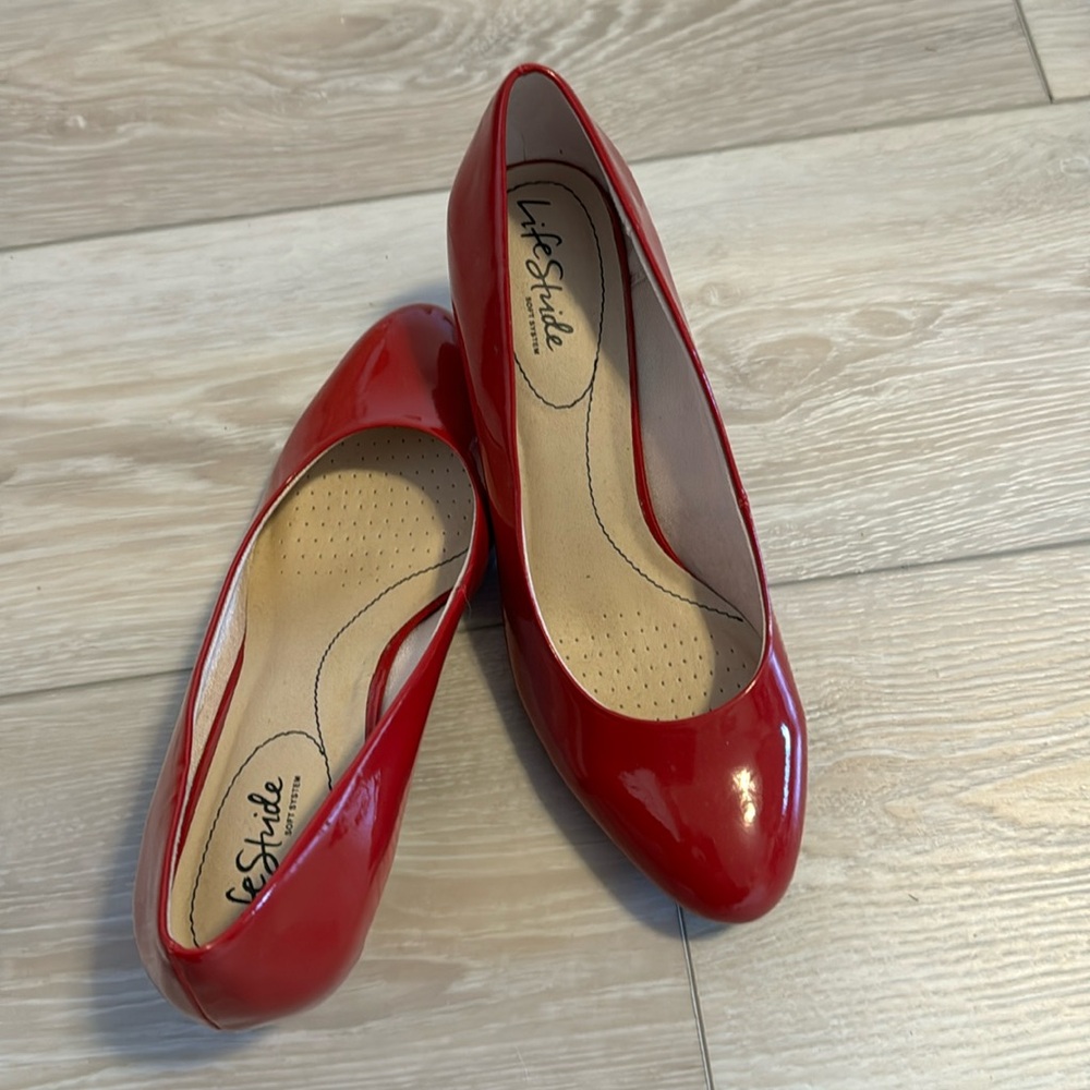 Lifestride red patent pumps